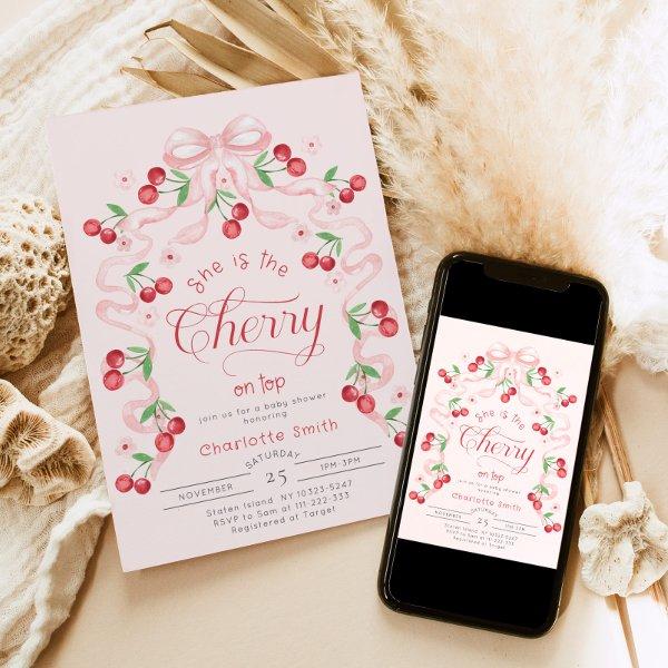 She is the Cherry on top pink bow