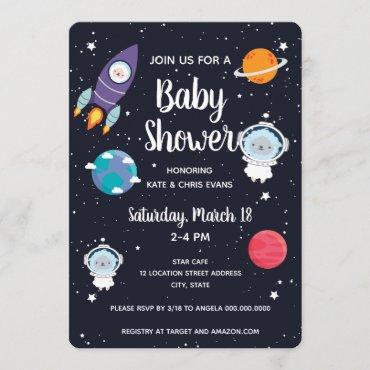 Sheep in Space Baby Shower Space Navy Galaxy Invitation