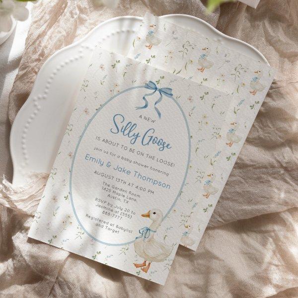 Silly Goose Blue Bow Floral