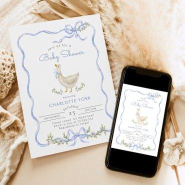 Silly Goose Blue Floral Bow