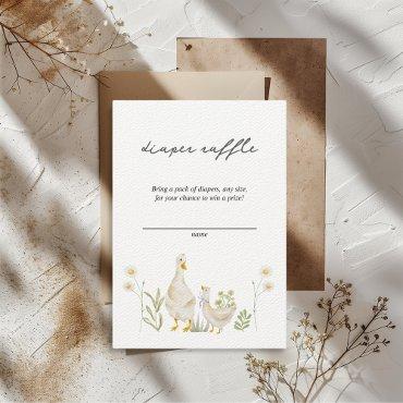 Silly Goose Cute Watercolor Diaper Raffle Enclosure Card