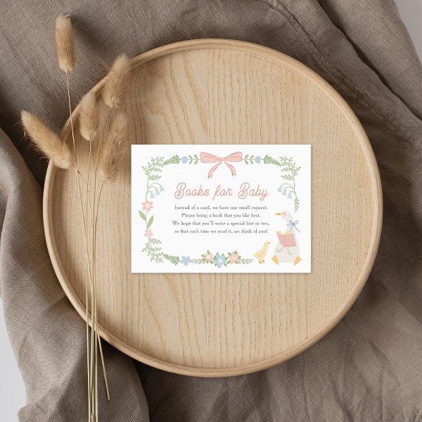 Silly Goose Floral Pink Bow Books for Baby Enclosure Card