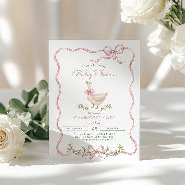 Silly Goose Pink Floral Bow Baby girl shower