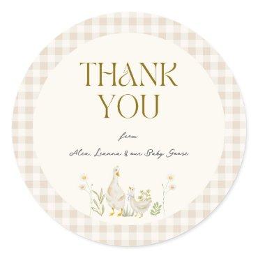 Silly Goose Watercolor Gender Neutral Baby Shower Classic Round Sticker