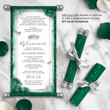 Silver and Green Quince DIY Scroll