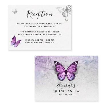 Silver and Light Purple Butterfly Details Enclosure Card