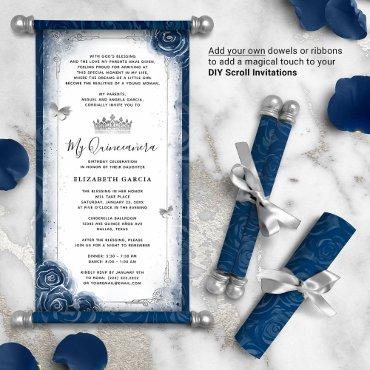 Silver and Navy Blue Quince DIY Scroll