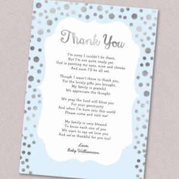 Silver + ANY COLOR boy baby shower thank you notes