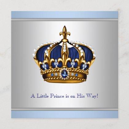 Silver Blue Crown Prince Baby Boy Shower