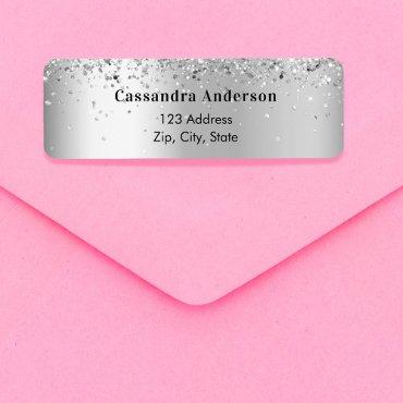 Silver confetti return address label