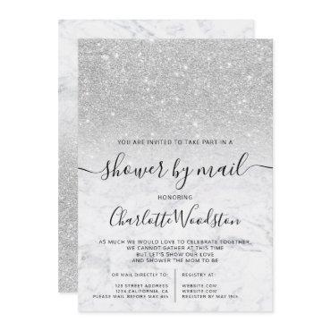 Silver glitter marble baby shower by mail