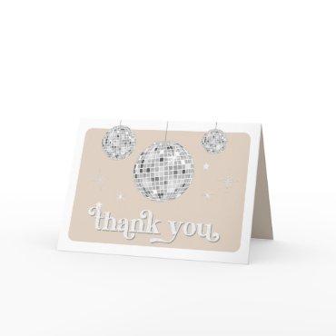 Silver Retro Disco Groovy Baby Shower  Thank You Card