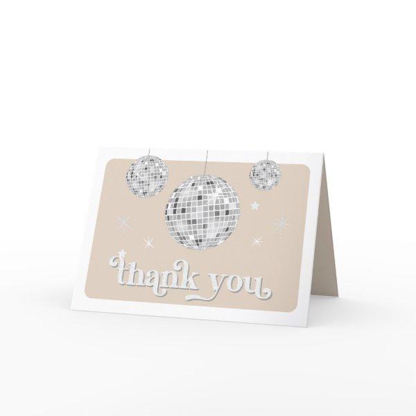 Silver Retro Disco Groovy Baby Shower  Thank You Card