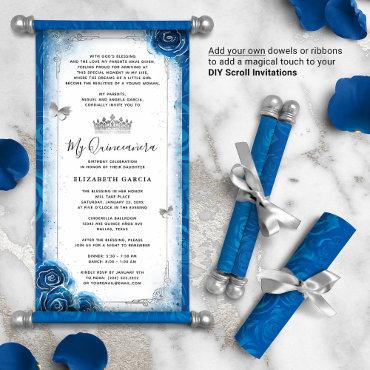 Silver Royal Blue Quince DIY Scroll