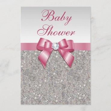 Silver Sequins and Bow Girls Pink