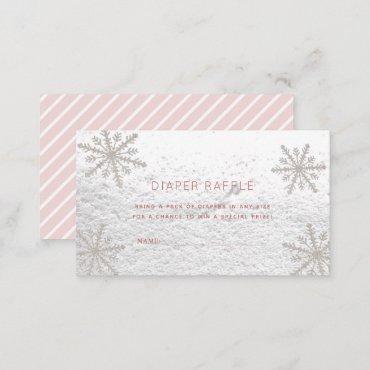 Silver Snowflakes Baby Shower Diaper Raffle Ticket Enclosure Card