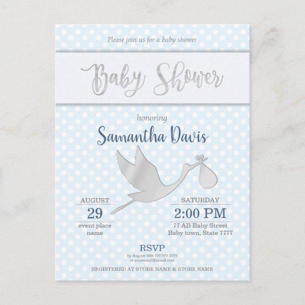 Silver Stork Baby Boy  Postcard