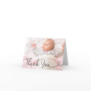 Simple Baby girl birth Modern shower Thank you  Announcement