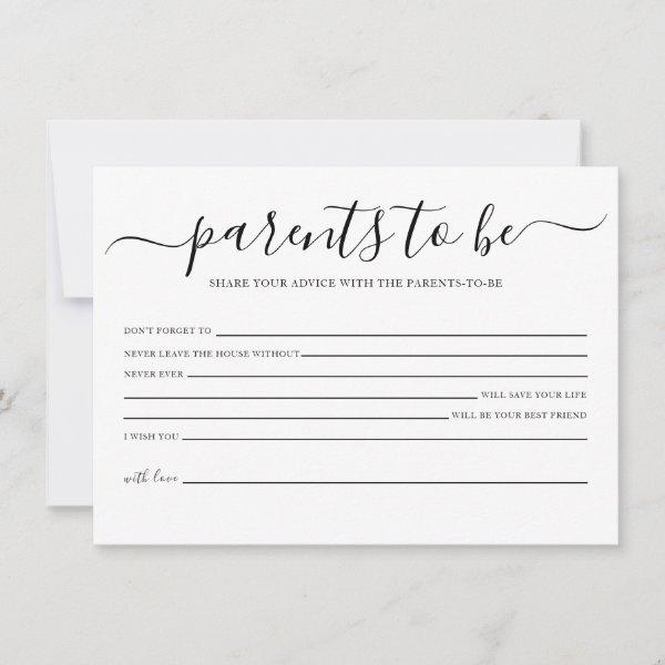 Simple Baby Shower Advice for the Parents Card