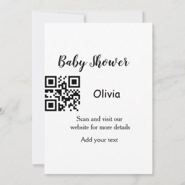 Simple baby shower website barcode QR add name det Invitation