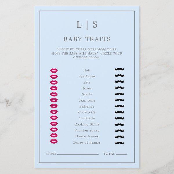 Simple Blue Baby Traits Game Boy Cute Baby Shower