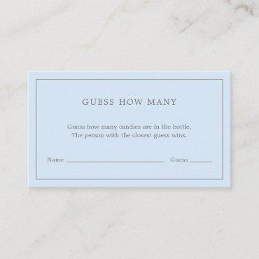 Simple Blue Guess How Many Game Cute Baby Shower Enclosure Card