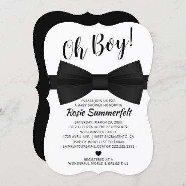 Simple Bow Tie Black & White | Baby Shower Invitation