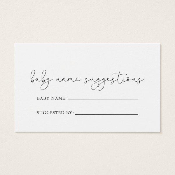 Simple Calligraphy Baby Name Suggestions Card