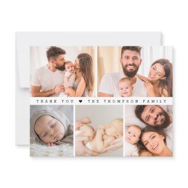 Simple Custom Baby Shower Photo Collage Thank You Card
