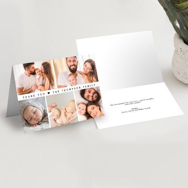 Simple Custom Photo Collage Baby Shower Thank You Card