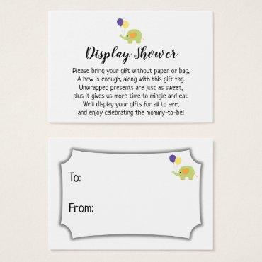 Simple Display Baby Shower Gift Card with Elephant
