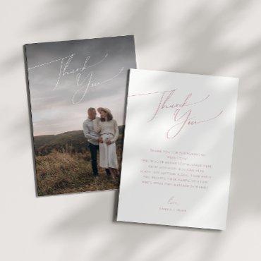 Simple Dusty Rose Vertical Photo Baby Shower Thank You Card