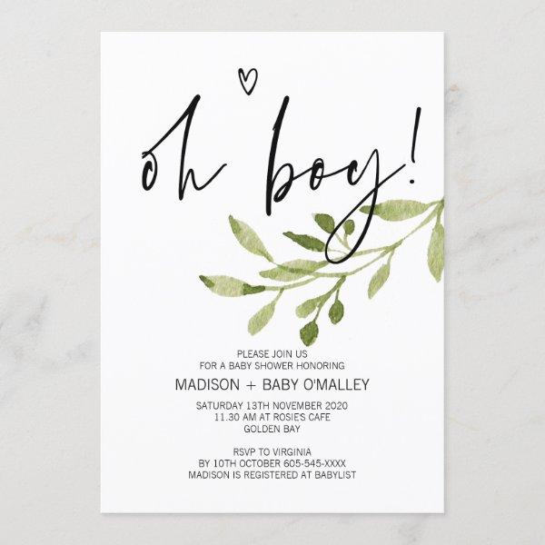 Simple Eucalyptus Oh Boy Baby Shower Party