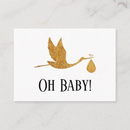 Simple Faux Gold Stork Gift Registry Enclosure Card