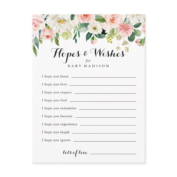 Simple Floral Baby Shower Hopes & Wishes Card
