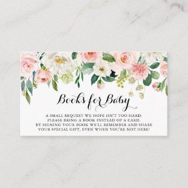 Simple Floral Green Baby Shower Book Request Enclosure Card