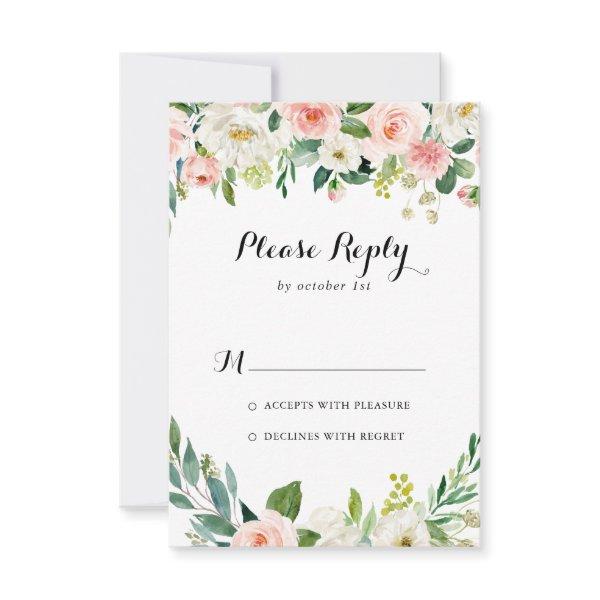 Simple Floral Green Foliage Calligraphy RSVP