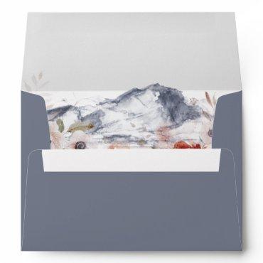 Simple Floral Mountain | Slate Wedding  Envelope