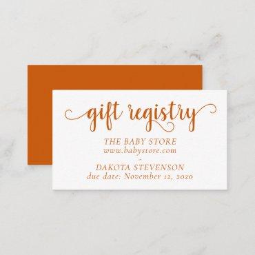 Simple Gift Registry | Fall Orange Any Party Event Enclosure Card