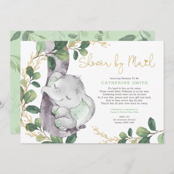 Simple Greenery Gold Elephant Baby Shower By Mail