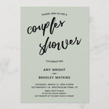 Simple, Handwriting Sage Couples Baby Shower Invitation