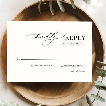 Simple Handwritten Calligraphy Wedding RSVP Card