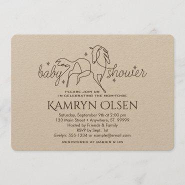 Simple Horse Baby Shower Invitation with boy poem