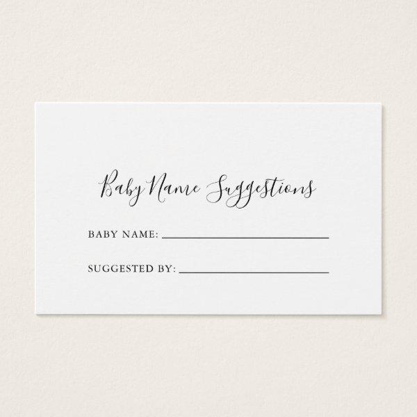 Simple Minimalist Baby Name Suggestions Card