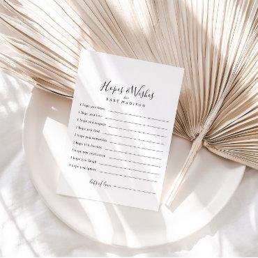 Simple Minimalist Baby Shower Hopes & Wishes Card