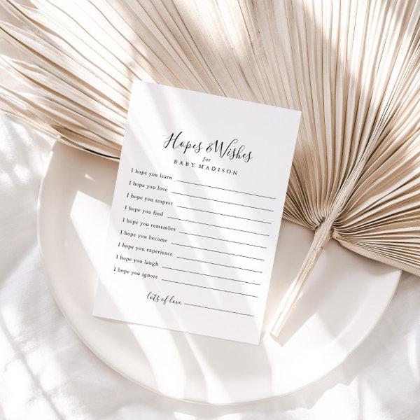 Simple Minimalist Baby Shower Hopes & Wishes Card
