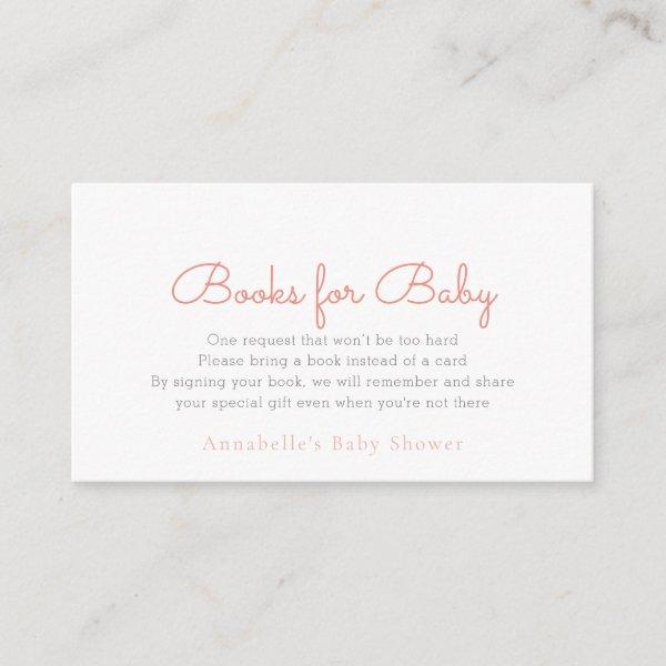 Simple Minimalist Pink Baby Shower Book Request Enclosure Card