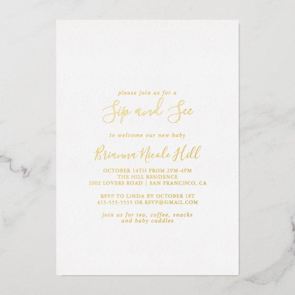Simple Minimalist Sip and See Gold    Foil