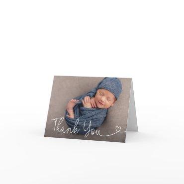 Simple Modern Custom Photo Baby boy shower  Thank You Card