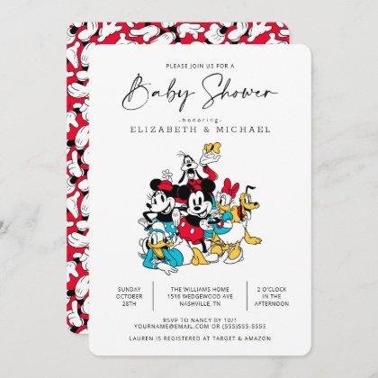 Simple Modern Mickey and Friends Baby Shower Invitation